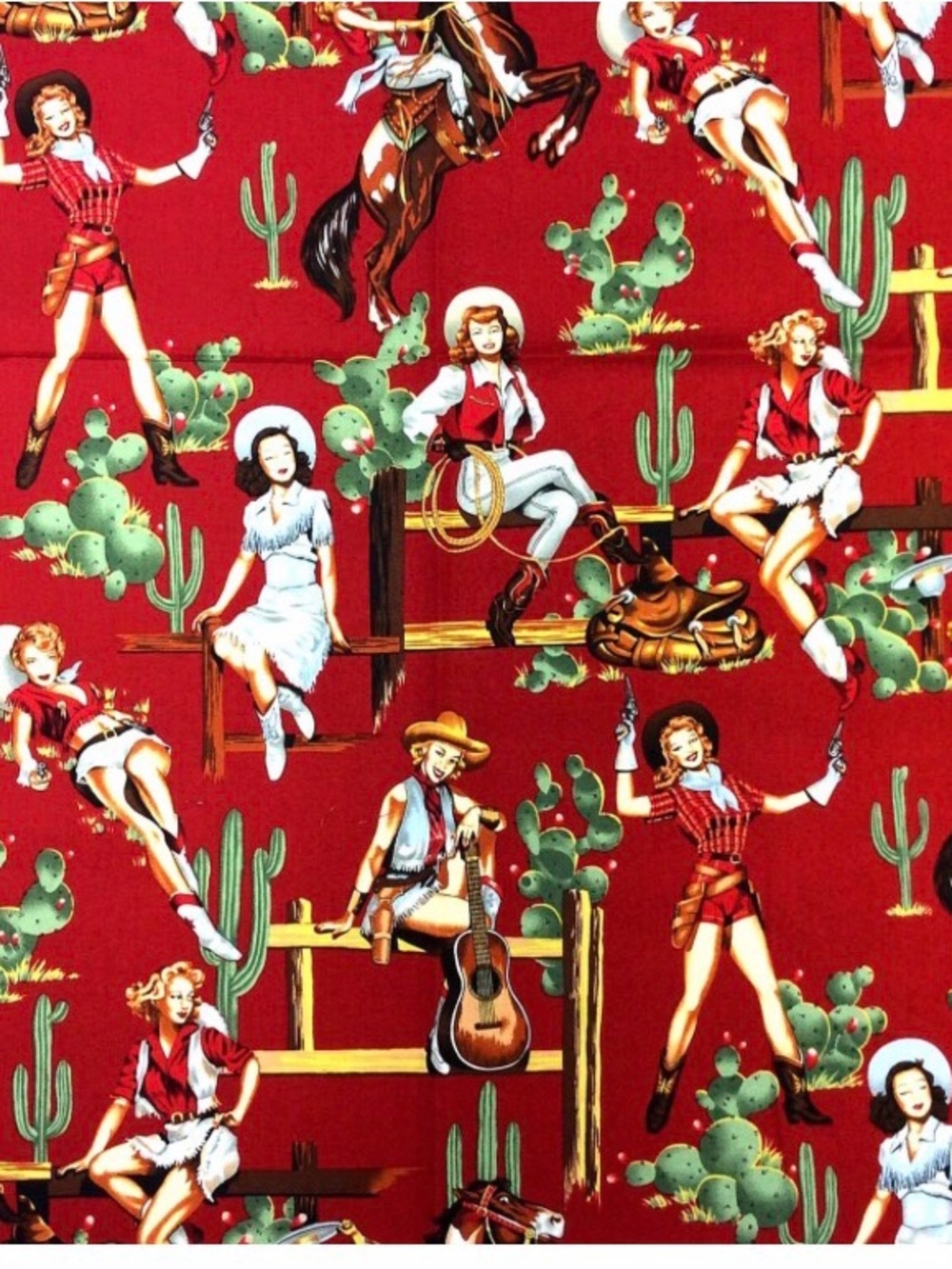 Vintage Alexander Henry fabric remnant 18Lx44W.